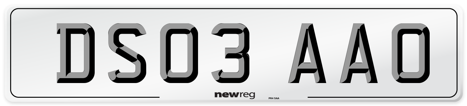 DS03 AAO Number Plate from New Reg